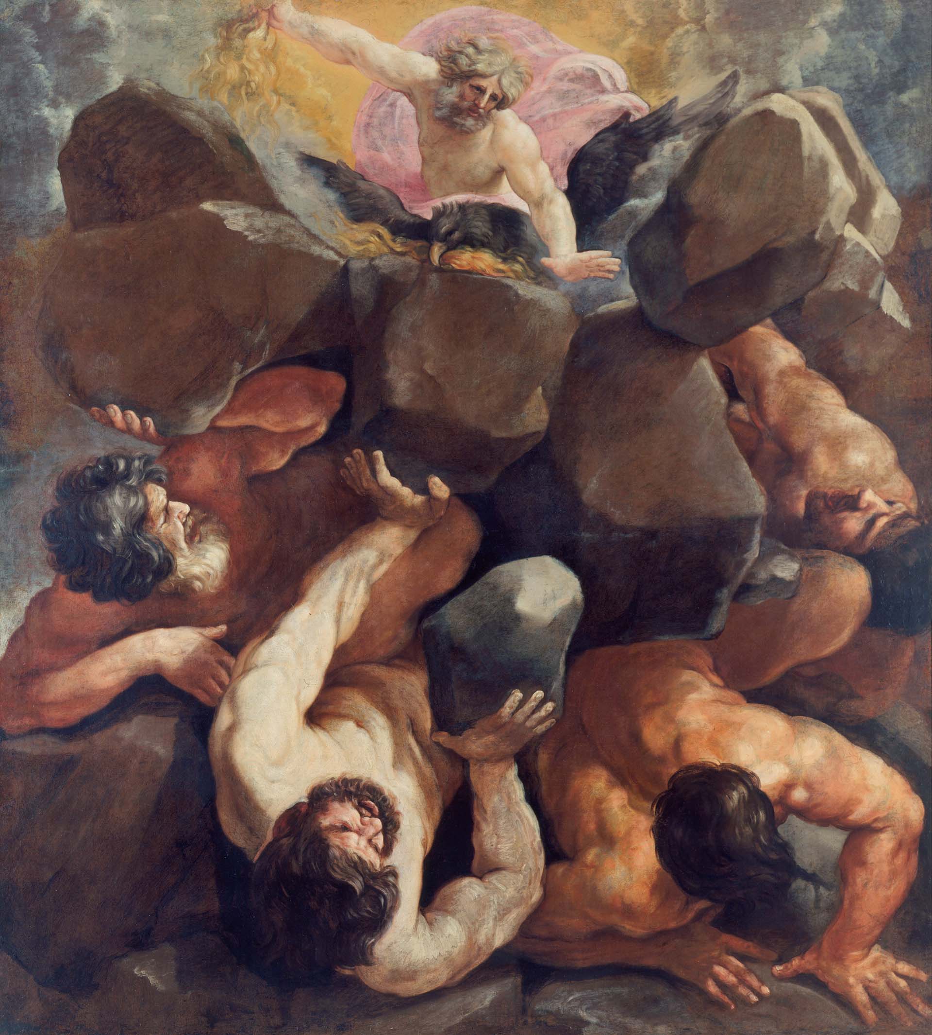 La caída de los gigantes Guido Reni Óleo sobre lienzo, 208,5 x 189 cm 1637-40 Pésaro, Palazzo Mosca. Musei Civici