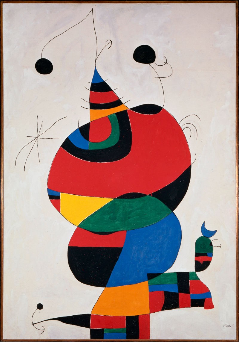 Joan Miró_Mujer, pájaro, estrella (Homenaje a Pablo Picasso)_pintura_15 febrero 1966_3-8 abril 1973_Óleo sobre tela_245 x 170 cm