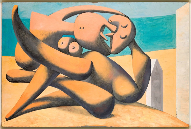 Pablo Picasso_Figuras a la orilla del mar_pintura_12 de enero de 1931, Òleo sobre tela, 130 x 195 cm, 146 x 211,5 x 8,5 cm