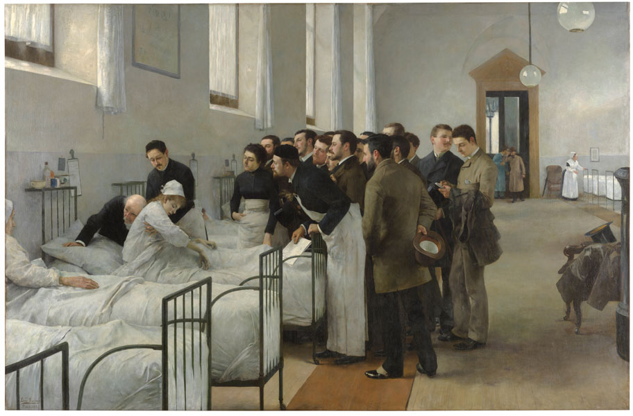 Una sala del hospital durante la visita del médico en jefe Luis Jiménez Aranda Óleo sobre lienzo, 290 x 445 cm 1889 Madrid, Museo Nacional del Prado, P-7342